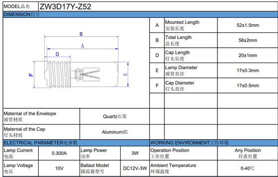 UV الصابورة 12VDC الصابورة الإلكترونية 3W UV الصغيرة الطاقة قتل البكتيريا