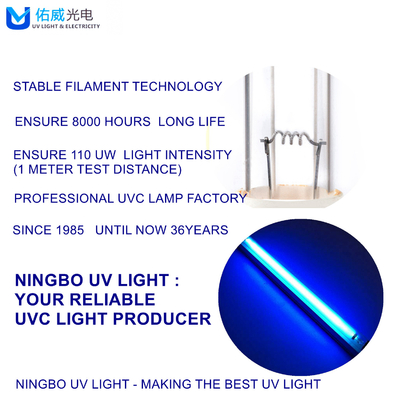 CE ROHS FCC Glass T8 UVC تطهير مصباح 10W UV Wall Light